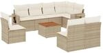 vidaXL 9-Tlg Garten-Sofagarnitur mit Kissen Beige Poly Rattan 3256933