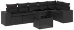 vidaXL 7-Tlg Garten-Sofagarnitur mit Kissen Schwarz Poly Rattan 3269175
