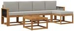 vidaXL Outdoor-Sofagarnitur 6 Stk Natur und Hellgrau Polyester 3385152