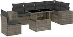vidaXL 7-tlg Garten-Sofagarnitur mit Kissen Grau Poly Rattan Modell 186