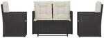 vidaXL 4-tlg Garten-Lounge-Set mit Kissen Poly Rattan Schwarz Modell 23