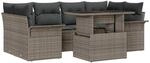 vidaXL Garten-Sofa-Set mit Kissen 7-Tlg Grau Poly Rattan 3348215