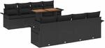 vidaXL Garten-Sofa-Set mit Speicher 9-Tlg Schwarz Poly Rattan 3358046