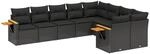 vidaXL 9-tlg Garten-Sofagarnitur mit Kissen Schwarz Poly Rattan Modell 78