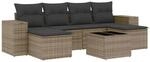 vidaXL 7-Tlg Garten-Sofagarnitur mit Kissen Grau Poly Rattan 3255267