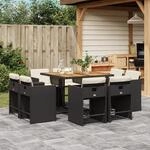 vidaXL 9-tlg Garten-Essgruppe mit Kissen Schwarz Poly Rattan Modell 72