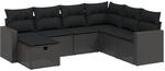 vidaXL 7-tlg Garten-Sofagarnitur mit Kissen Schwarz Poly Rattan Modell 158