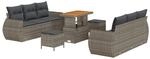 vidaXL Gartensofa-set mit Kissen mit Speicher 9-Tlg Grau Poly-Rattan 3363783