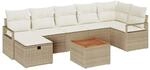 vidaXL Garten-Sofa-Set mit Kissen mit Speicher 8-Tlg Beige Poly Rattan 3359547
