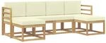 vidaXL Outdoor-Sofagarnitur mit Kissen 6 Stk Natur und Creme Polyester 3387999