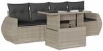 vidaXL 5-Tlg Garten-Sofagarnitur mit Kissen Hellgrau Poly Rattan 3268362