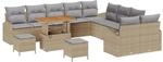 vidaXL Garten-Sofa-Set mit Kissen 13-Tlg Beige Poly Rattan 3362457