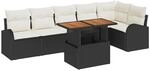 vidaXL Garten-Sofa-Set mit Speicher 7-Tlg Schwarz Poly Rattan 3358329