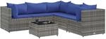 vidaXL 6-Tlg Garten-Lounge-Set mit Kissen Grau Poly Rattan 3308135