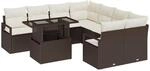 vidaXL Garten-Sofa-Set mit Kissen 9-Tlg Braun und Creme Poly-Rattan 3348794