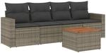 vidaXL 5-tlg Garten-Sofagarnitur mit Kissen Grau Poly Rattan Modell 21