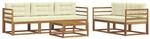 vidaXL Outdoor-Sofagarnitur mit Kissen 6 Stk Natur und Creme 3367178