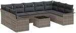 vidaXL 9-Teiliges Garten-Sofa-Set mit Kissen in Schwarz aus Poly Rattan 3354198