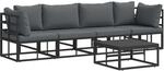 vidaXL Garten-Sofa-Set mit Kissen 5-Tlg Schwarz Aluminium 3378843