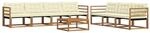 vidaXL Outdoor-Sofagarnitur mit Kissen 8-Tlg Natur und Creme 3369253