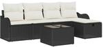vidaXL Gartensofa-set mit Kissen 6-Tlg Schwarz und Creme Poly-Rattan 3358966