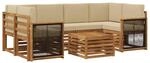 vidaXL Outdoor-Sofagarnitur 7 Stk Natur und Beige Massivholz Akazie 3384084