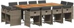 vidaXL 13-tlg Garten-Essgruppe mit Kissen Grau Poly Rattan Modell 3
