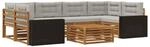 vidaXL Outdoor-Sofagarnitur 7 Stk Natur und Hellgrau Polyester 3383094