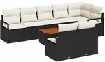 vidaXL Garten-Sofa-Set mit Kissen 9-Tlg Schwarz Poly Rattan 3347719
