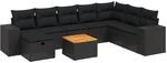 vidaXL 9-tlg Garten-Sofagarnitur mit Kissen Schwarz Poly Rattan Modell 109