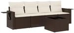 vidaXL 5-Tlg Garten-Sofagarnitur mit Kissen Braun Poly Rattan 3219892