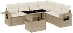 vidaXL 7-tlg Garten-Sofagarnitur mit Kissen Beige Poly Rattan Modell 369
