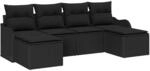 vidaXL Garten-Sofa-Set mit Kissen 6-Tlg Schwarz Poly Rattan 3354482