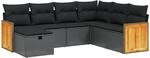 vidaXL 7-tlg Garten-Sofagarnitur mit Kissen Schwarz Poly Rattan Modell 189