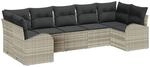 vidaXL Garten-Sofa-Set mit Kissen 7-Tlg Hellgrau Poly Rattan 3354861