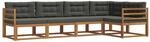 vidaXL Outdoor-Sofagarnitur mit Kissen 5-Tlg Natur und Anthrazit 3367565