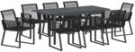 vidaXL Garten Essgruppe 9-Tlg Schwarz Stahl und Poly Rattan 3378821