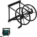Relaxdays Schlauchaufroller Stahl Schwarz Wandmontiert 36 cm x 53 cm x 50 cm 5 kg