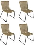 SAM Gartenstuhl Outdoor-Seilstuhl Taupe mit Eisen-Gestell in Schwarz ISRA 4er...