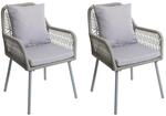 MCW Gartenstuhl O12 2er-Set Sitz-/R&uuml;ckenpolster Aluminium Grau Bezug Grau