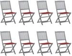 vidaXL Klappbare Gartenst&uuml;hle 8 Stk mit Kissen Massivholz Akazie 3078296