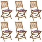 vidaXL Klappbare Gartenst&uuml;hle 6 Stk mit Kissen Massivholz Akazie 3065501