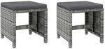 vidaXL 4-tlg. Gartenstuhl und Hocker Set Poly Rattan Grau