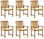 vidaXL Gartenst&uuml;hle mit Kissen 6 Stk Massivholz Akazie 3078153