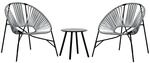 vidaXL Gartenstuhl-Set 3-Tlg Schwarz und Hellgrau Poly Rattan 4009294