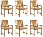 vidaXL Gartenst&uuml;hle mit Kissen 6 Stk Massivholz Akazie 3078154