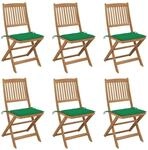 vidaXL Klappbare Gartenst&uuml;hle 6 Stk mit Kissen Massivholz Akazie 3065493