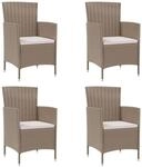 vidaXL Gartenst&uuml;hle mit Kissen 4 Stk Poly Rattan Beige 316692