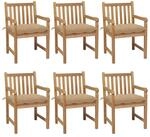 vidaXL Gartenst&uuml;hle 6 Stk mit Beigen Kissen Massivholz Teak 3073049