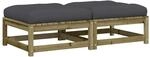 vidaXL Gartenhocker mit Kissen 2 Stk Kiefernholz Impr&auml;gniert 838108